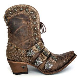 Lane Showdown Size 11 Brown Leather Western Boots, Studded Cowgirl Boots